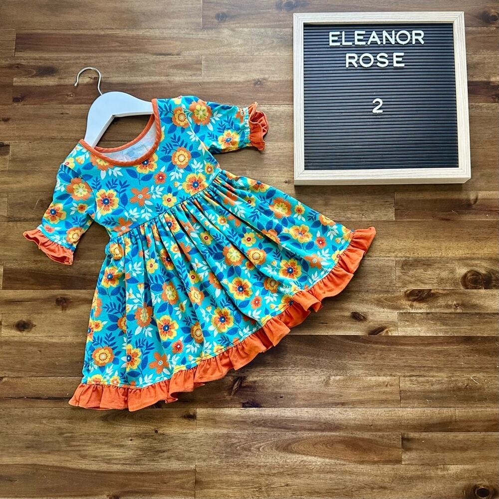 Eleanor Rose Fall Thanksgiving Day Parade Floral Ashley Knit Short Sleeve Dress